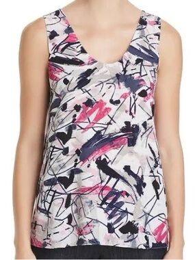 NIC + ZOE White & Colorful Graffiti Print Femme Swing Tank Top
